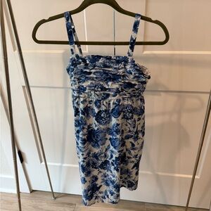 Size 11/12 Abercrombie Kids Blue and White Ruched Dress